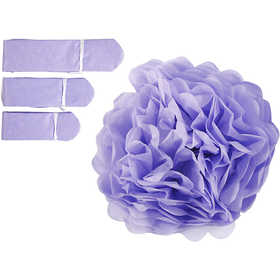 Pom-poms in carta velina, diam 20+24+30 cm, 16 g, viola, 3 pz/ 1 conf. [HOB-590005]