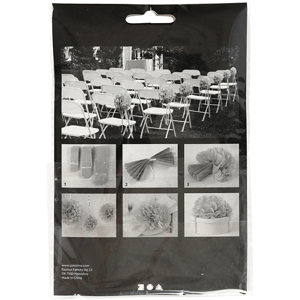 Pom-poms in carta velina, diam 20+24+30 cm, 16 g, viola, 3 pz/ 1 conf. [HOB-590005]