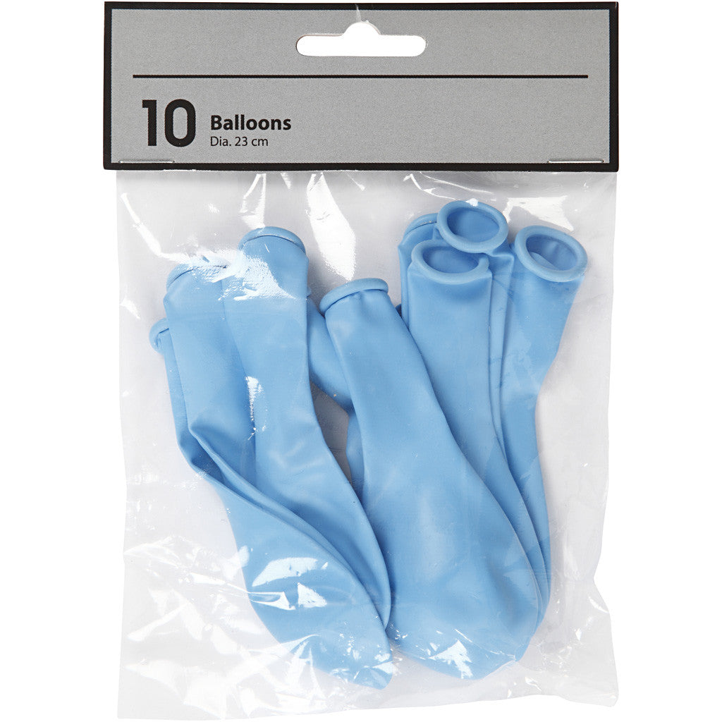 Palloncini, rotondi, diam 23 cm, azzurro, 10 pz/ 1 conf. [HOB-59161]