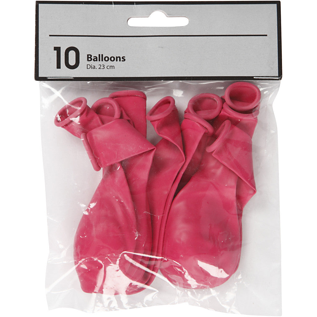 Palloncini, rotondi, diam 23 cm, rosa scuro, 10 pz/ 1 conf. [HOB-59167]