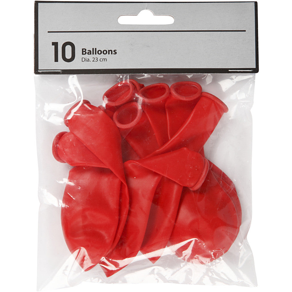 Palloncini, rotondi, diam 23 cm, rosso, 10 pz/ 1 conf. [HOB-59168]