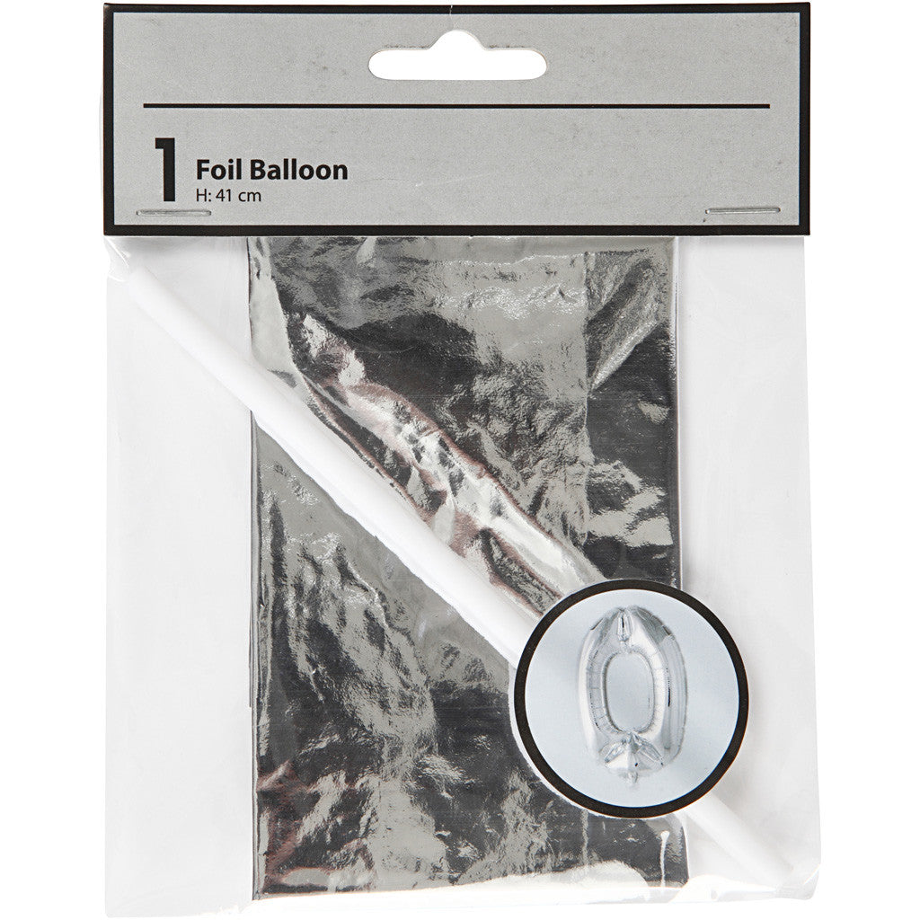 Palloncino alluminio, 0, H: 41 cm, argento, 1 pz [HOB-59184]