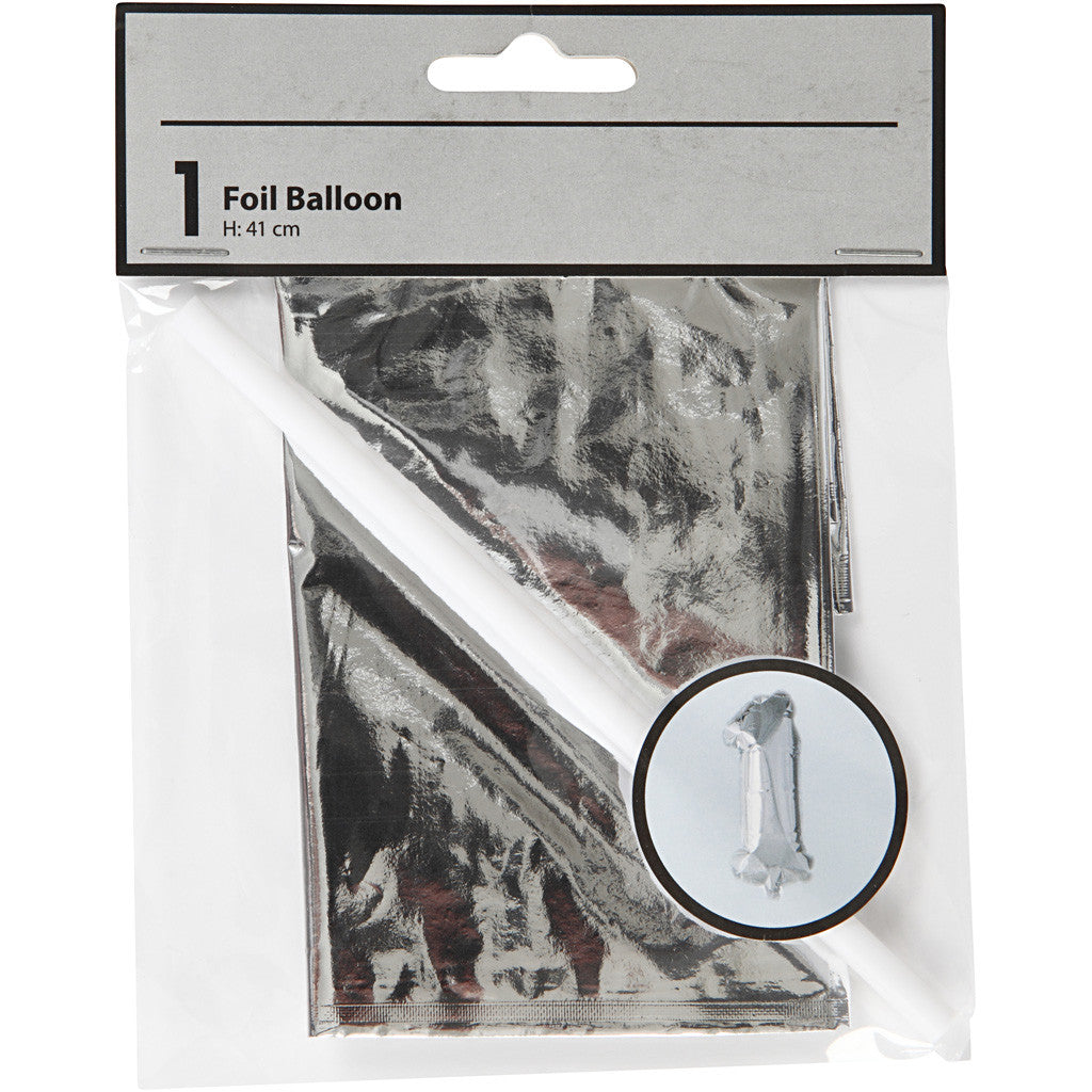 Palloncino alluminio, 1, H: 41 cm, argento, 1 pz [HOB-59185]