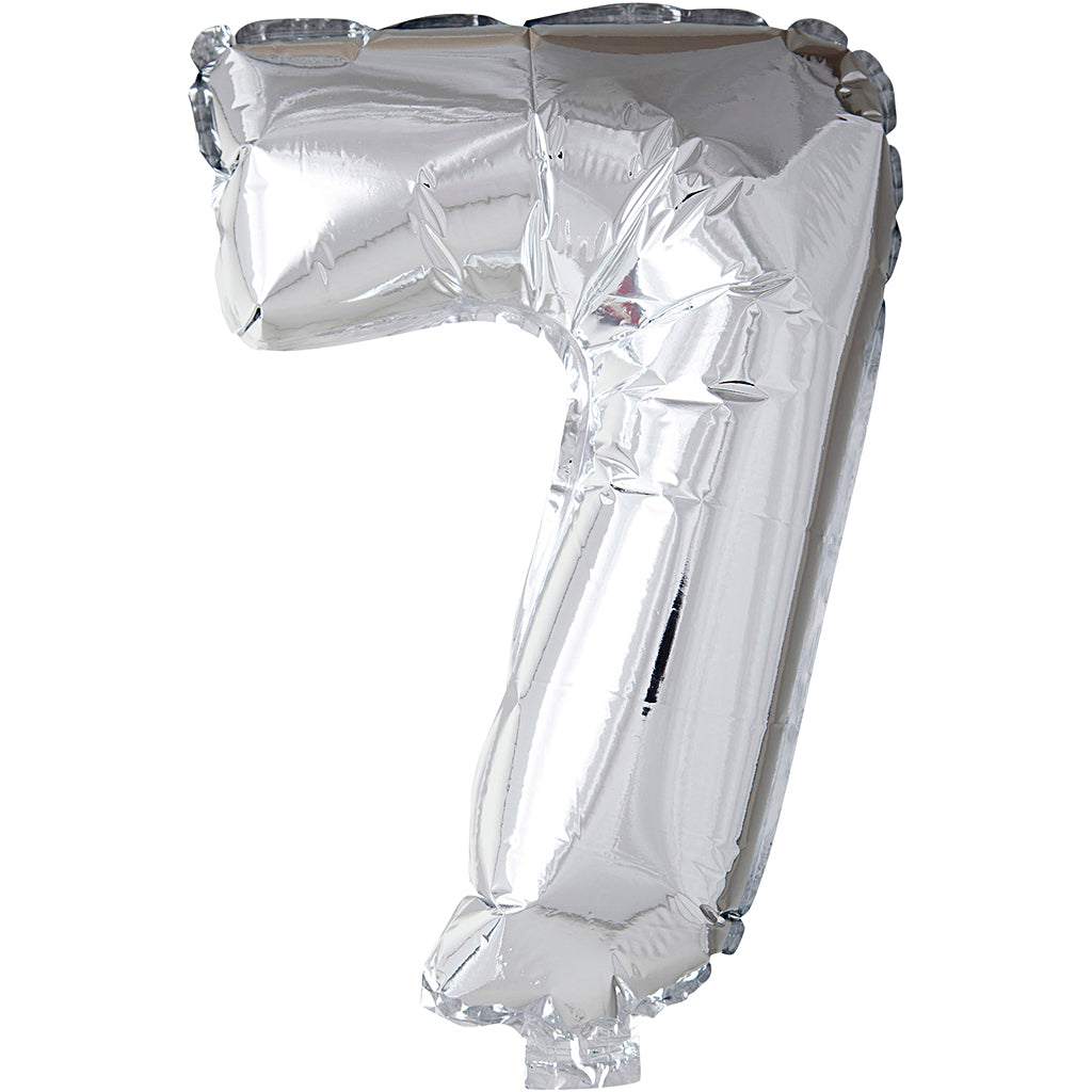 Foil Balloon, 7, H: 41 cm, silver