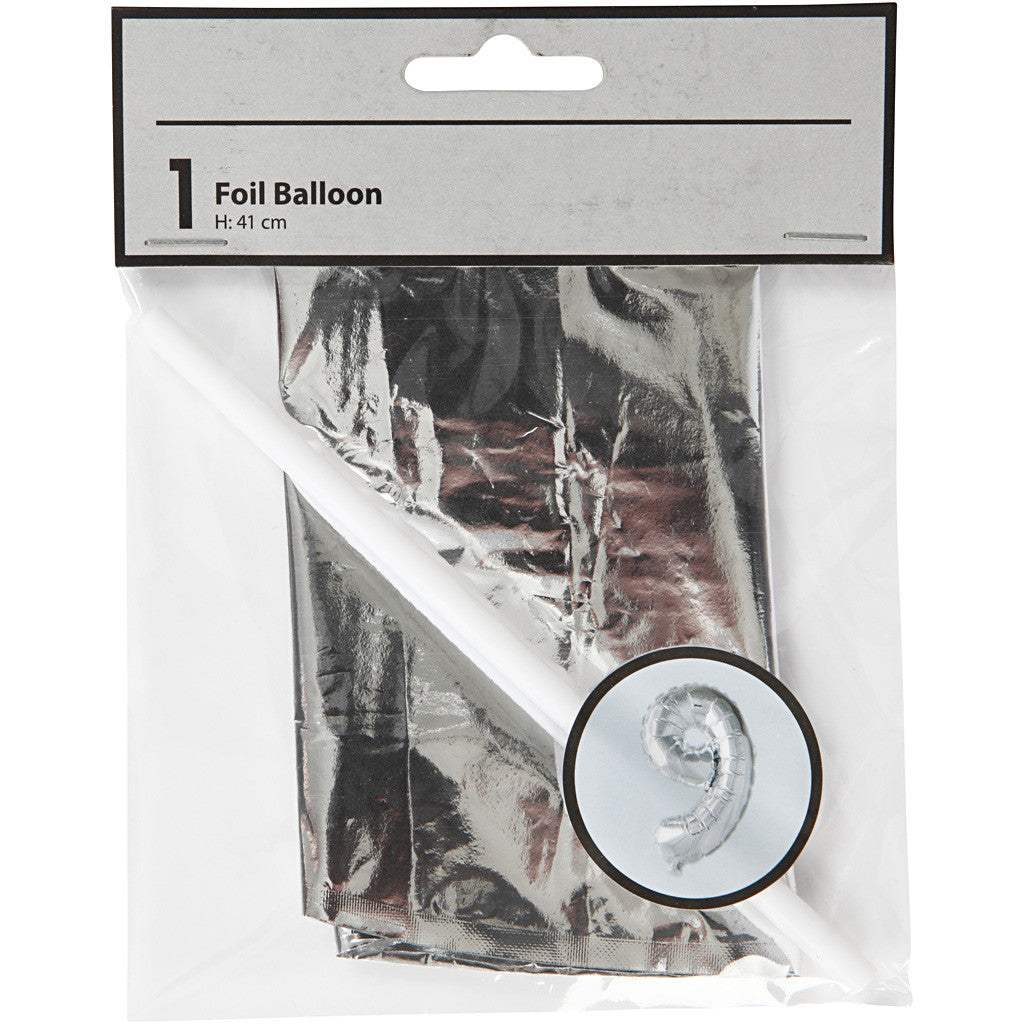 Palloncino alluminio, 9, H: 41 cm, argento, 1 pz [HOB-59193]