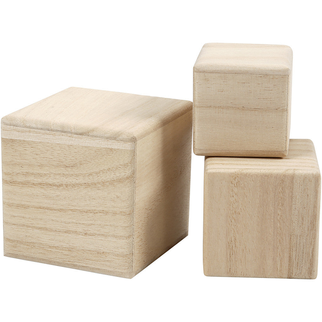 Cubi di legno, misura 5+6+8 cm, 3 pz/ 1 conf. [HOB-59228]