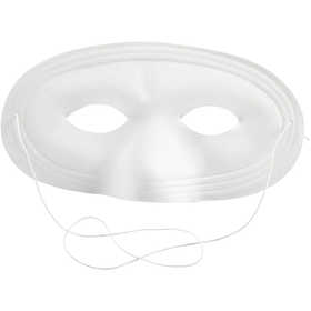Maschera metà volto, H: 10 cm, L: 17,5 cm, bianco, 12 pz/ 1 conf. [HOB-59240]