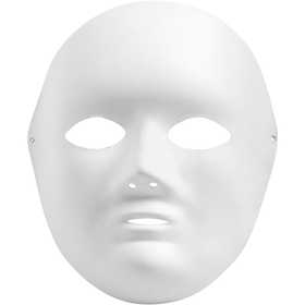 Maschera volto intero, H: 22 cm, L: 17 cm, bianco, 1 pz [HOB-592530]