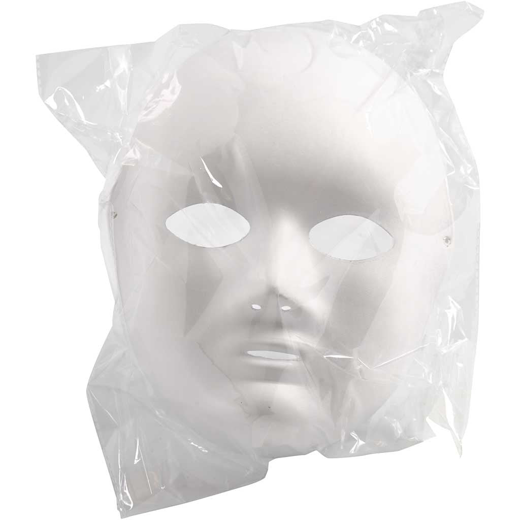 Maschera volto intero, H: 22 cm, L: 17 cm, bianco, 1 pz [HOB-592530]
