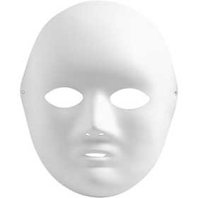Maschera volto intero, H: 22 cm, L: 17 cm, bianco, 10 pz/ 1 conf. [HOB-59253]