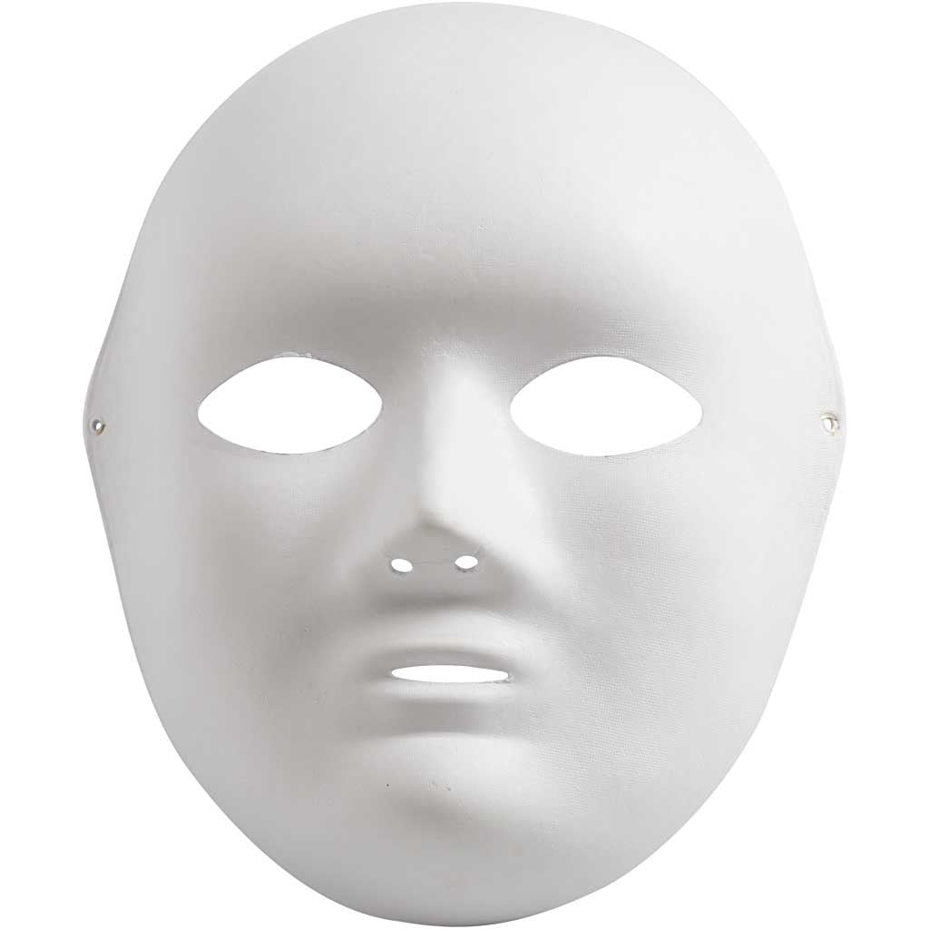 Maschera volto intero, H: 22 cm, L: 17 cm, bianco, 10 pz/ 1 conf. [HOB-59253]