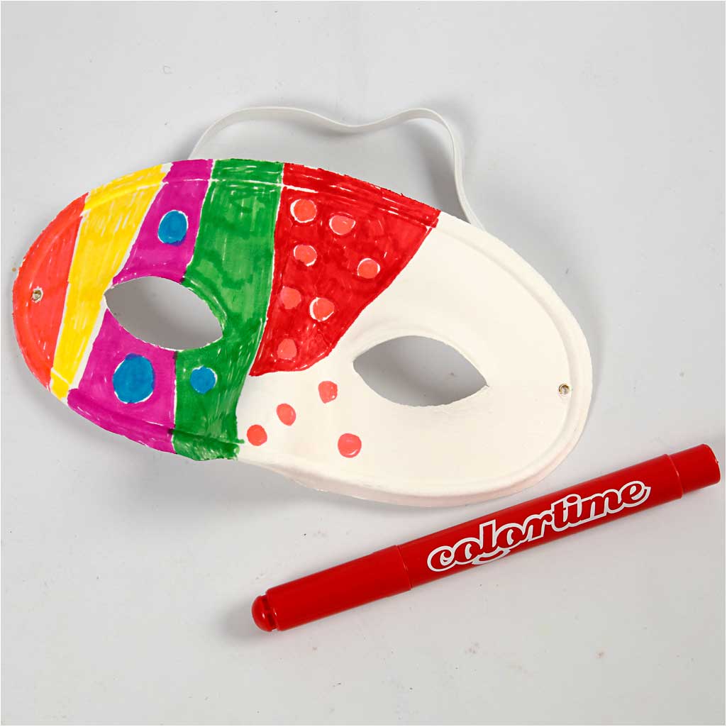 Maschera metà volto, H: 9,5 cm, L: 18,5 cm, bianco, 10 pz/ 1 conf. [HOB-59255]