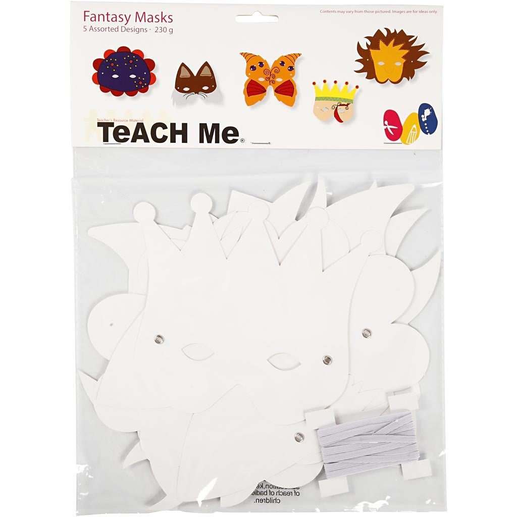 Maschere -fascia elastica inclusa, H: 15-20 cm, 230 g, bianco, 5 pz/ 1 conf. [HOB-592600]