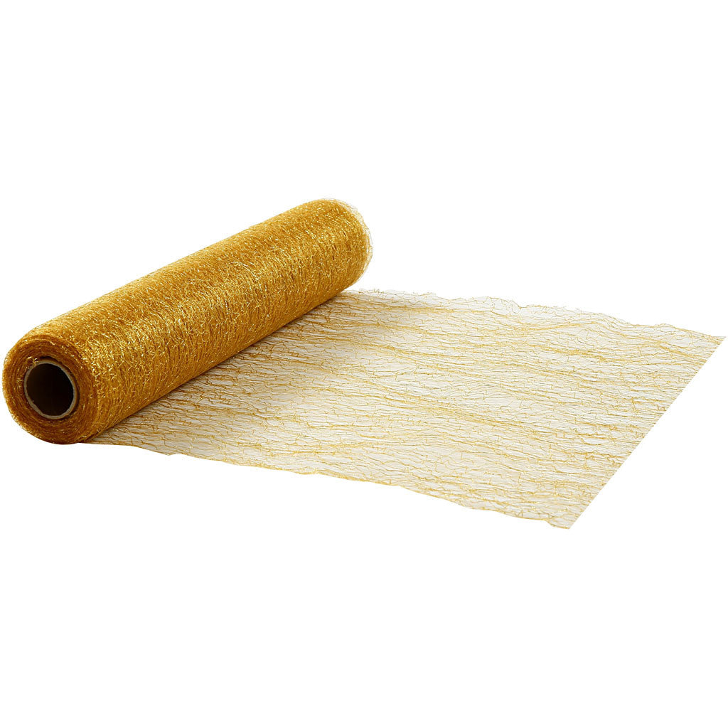 Table Runner, gold, W: 30 cm, net, 10m