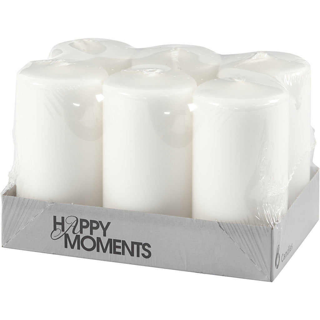 Candele , H: 100 mm, diam 50 mm, bianco, 6 pz/ 1 conf. [HOB-596101]