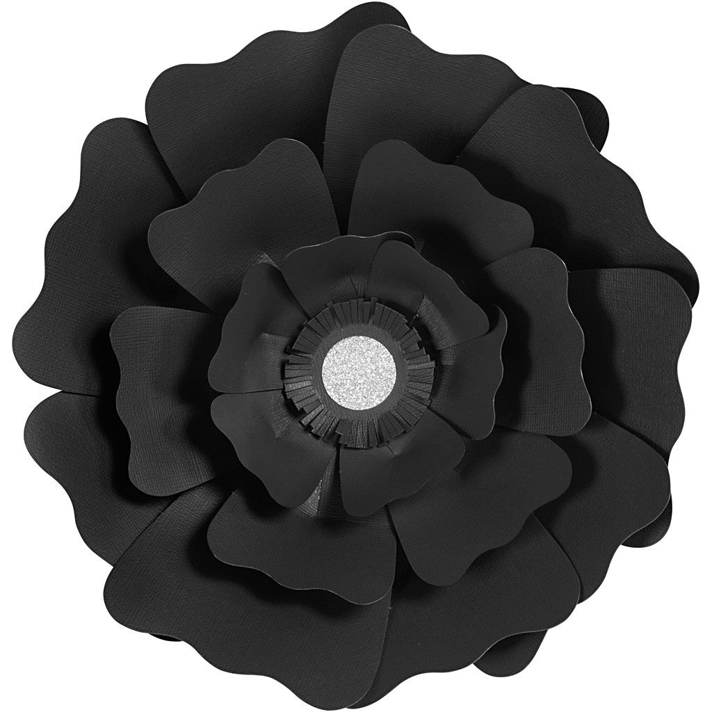 Fiori di carta, diam 15+25 cm, 230 g, nero, 2 pz/ 1 conf. [HOB-599902]