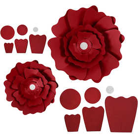 Fiori di carta, diam 15+25 cm, 230 g, rosso, 2 pz/ 1 conf. [HOB-599903]