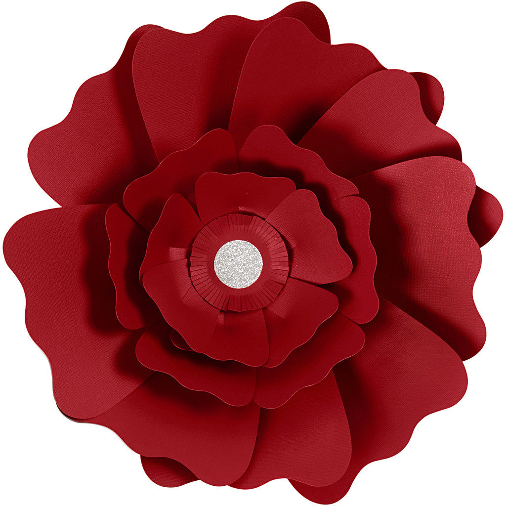Fiori di carta, diam 15+25 cm, 230 g, rosso, 2 pz/ 1 conf. [HOB-599903]