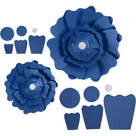 Fiori di carta, diam 15+25 cm, 230 g, blu, 2 pz/ 1 conf. [HOB-599904]
