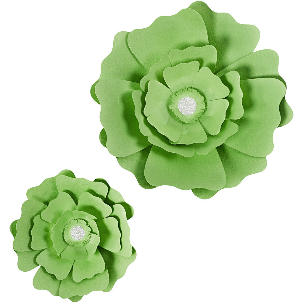 Fiori di carta, diam 15+25 cm, 230 g, verde, 2 pz/ 1 conf. [HOB-599907]