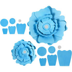 Fiori di carta, diam 15+25 cm, 230 g, azzurro, 2 pz/ 1 conf. [HOB-599908]