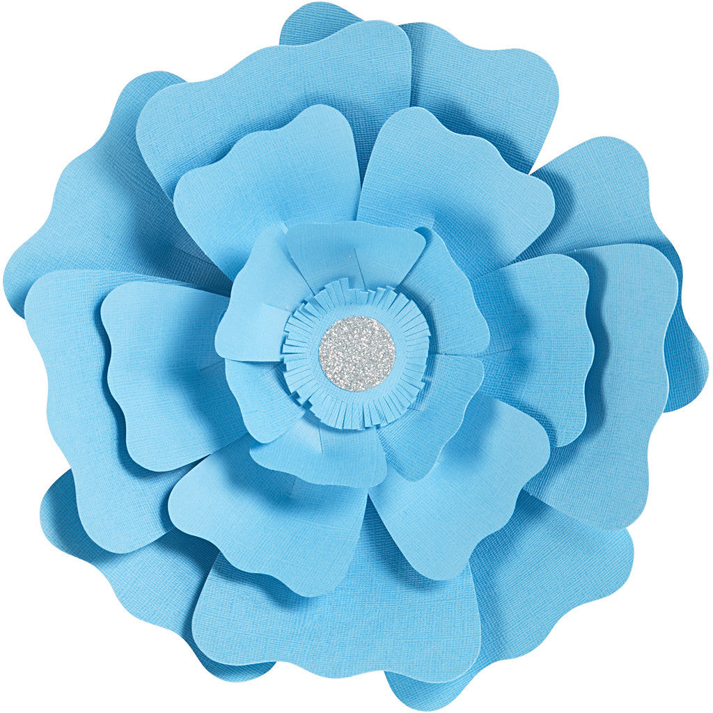 Fiori di carta, diam 15+25 cm, 230 g, azzurro, 2 pz/ 1 conf. [HOB-599908]