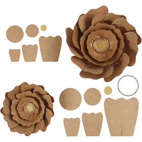 Fiori di carta, diam 15+25 cm, natural, 2 pz/ 1 conf. [HOB-599916]
