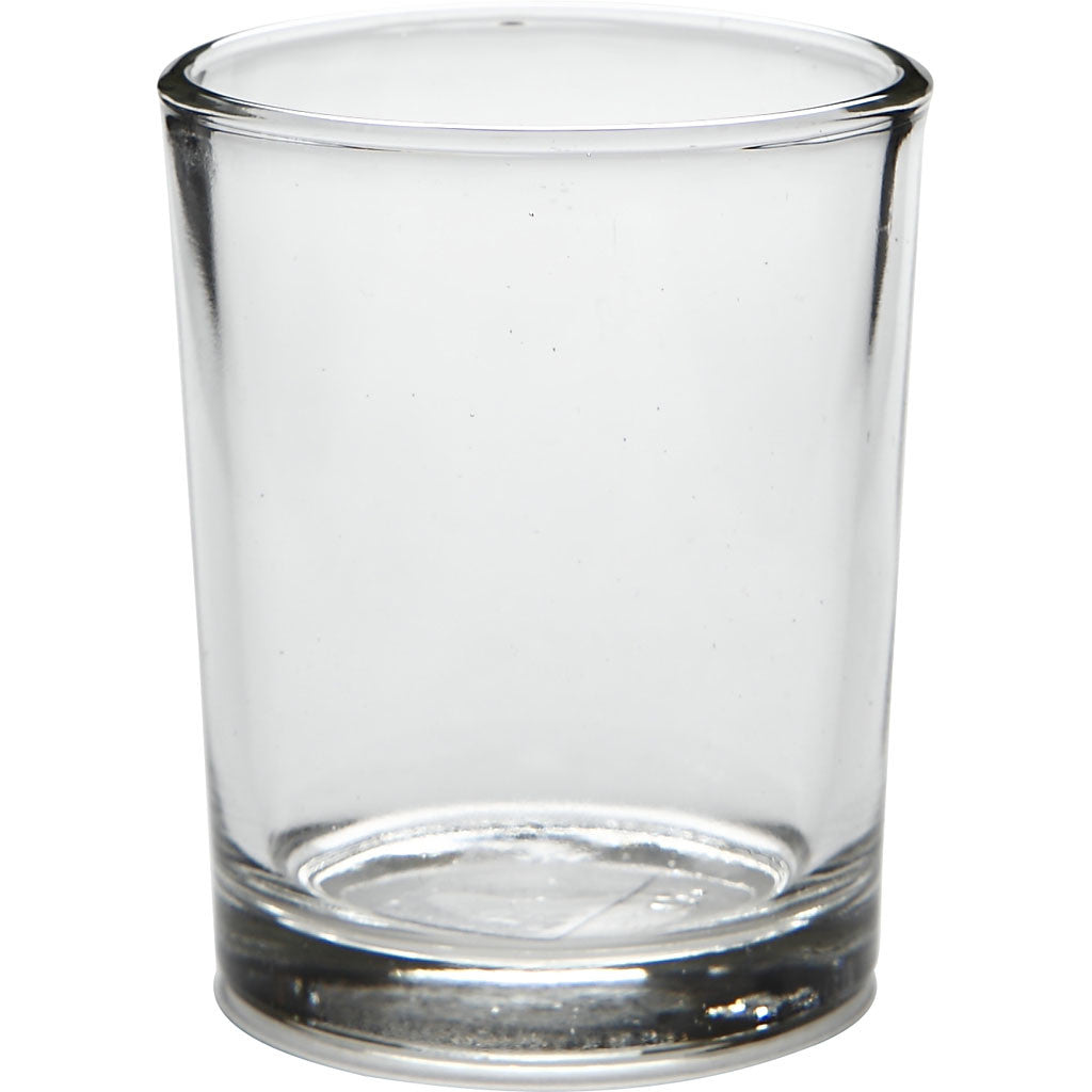 Tealight holder in glass, H: 6,5 cm, D: 4,5 cm, 120 ml, 12 pc/ 1 box