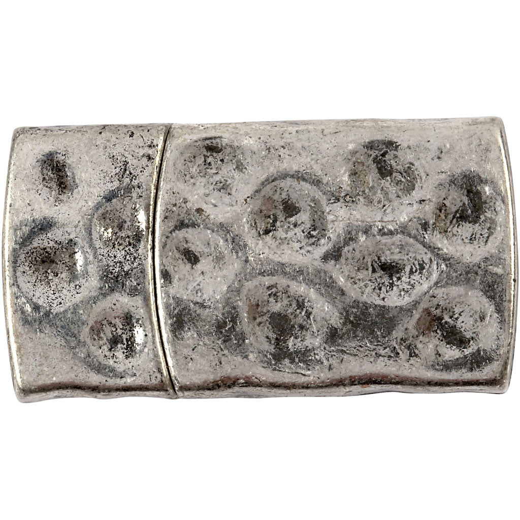 Fibbia magnetica, misura 7x29 mm, misura buco 3x10 mm, argento antico, 1 pz [HOB-600010]