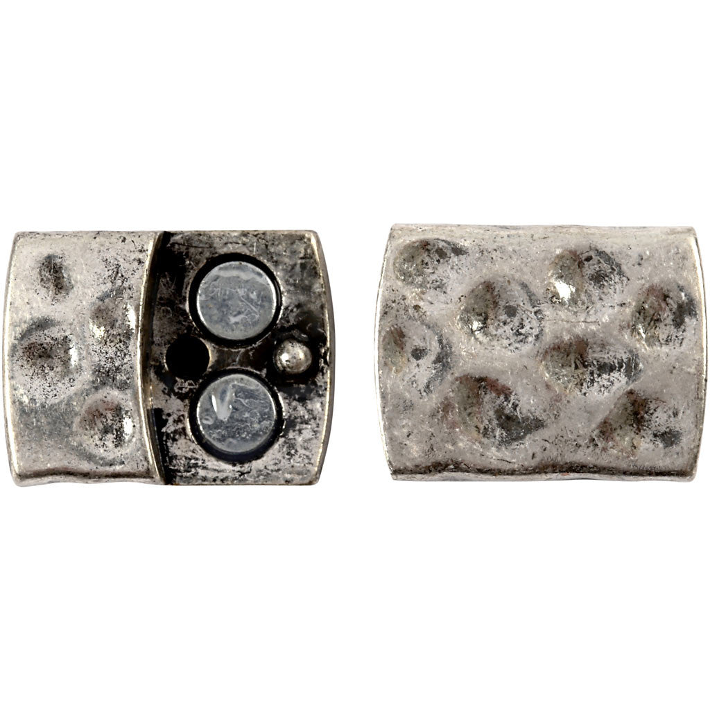 Fibbia magnetica, misura 7x29 mm, misura buco 3x10 mm, argento antico, 1 pz [HOB-600010]
