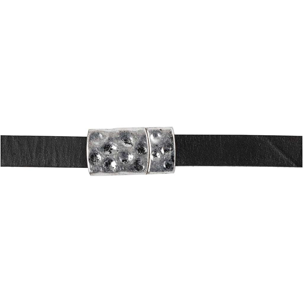 Fibbia magnetica, misura 7x29 mm, misura buco 3x10 mm, argento antico, 1 pz [HOB-600010]