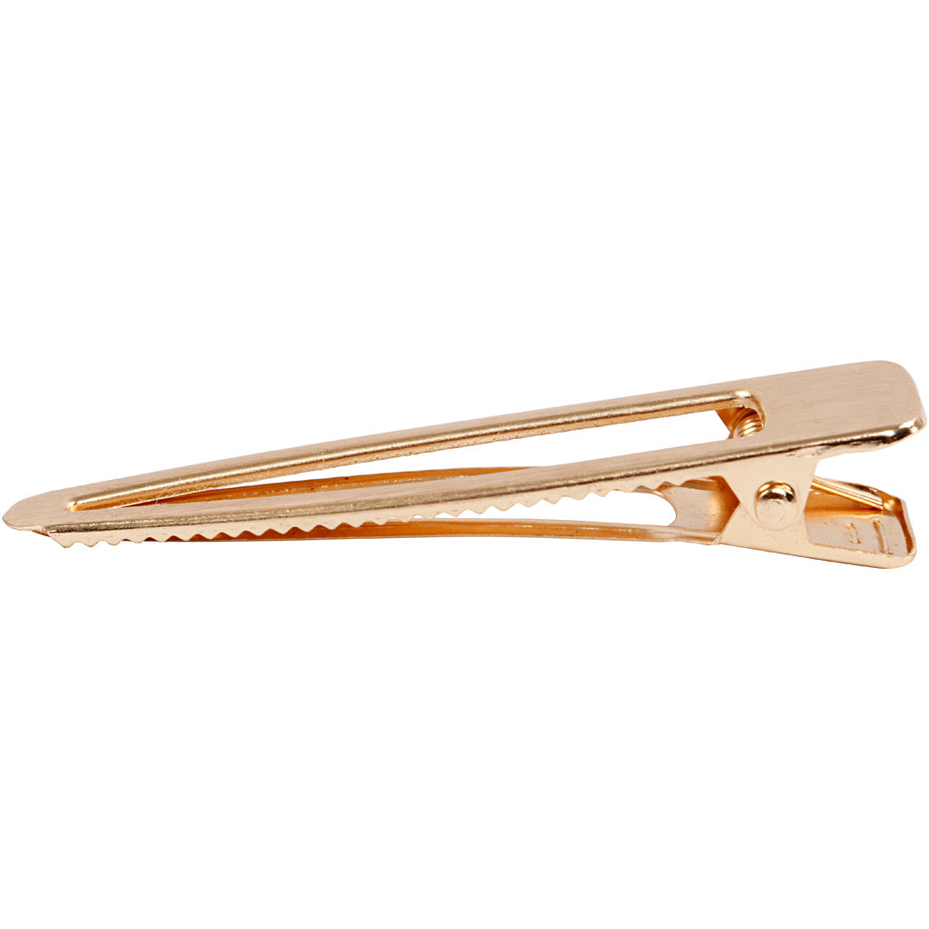 Molletta per capelli, L: 75 mm, L: 16 mm, placcato oro, 1 pz [HOB-600983]