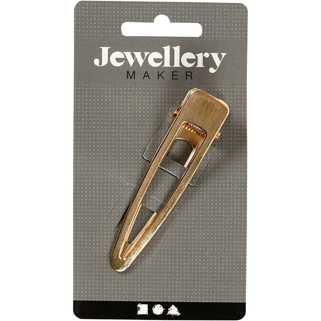 Molletta per capelli, L: 75 mm, L: 16 mm, placcato oro, 1 pz [HOB-600983]