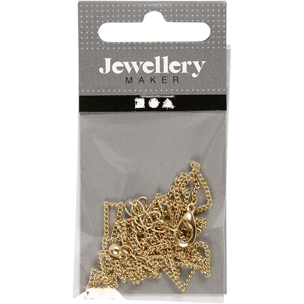 Catena, L: 80 cm, diam 1 mm, placcato oro, 1 pz [HOB-60159]