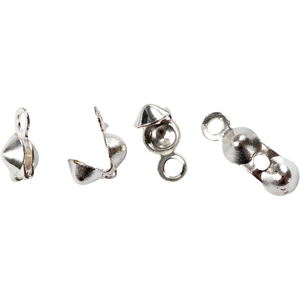 Perline ferma gioielli, L: 8 mm, diam 3 mm, placcato argento, 100 pz/ 1 conf. [HOB-60170]