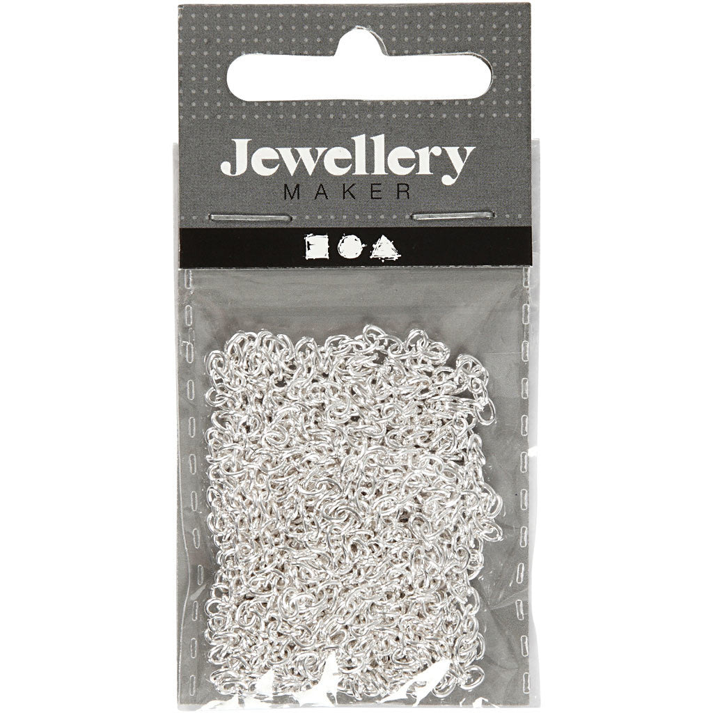 Catena per gioielli, L: 2 mm, placcato argento, 2 m/ 1 pz [HOB-602300]