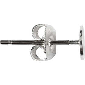 Orecchini a bottone, L: 13 mm, placcato argento, 100 pz/ 1 conf. [HOB-603081]