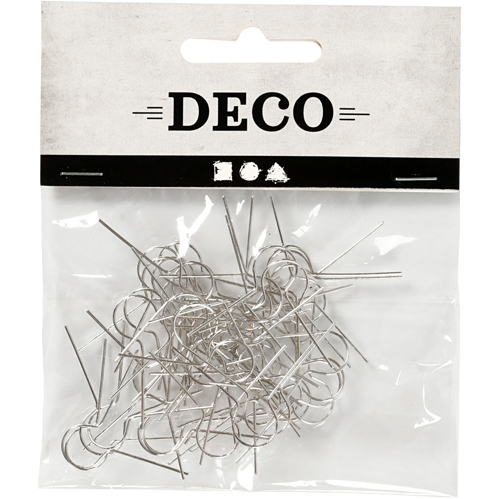 Fili per decorazioni, L: 22 mm, misura buco 8 mm, placcato argento, 50 pz/ 1 conf. [HOB-603630]