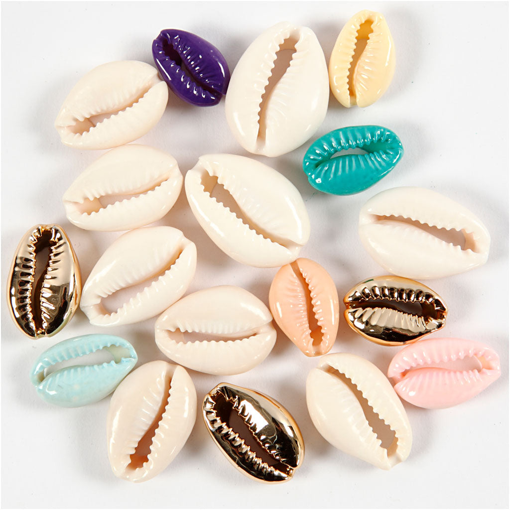 Conchiglie, L: 20 mm, colori asst., 75 pz/ 1 conf. [HOB-61019]
