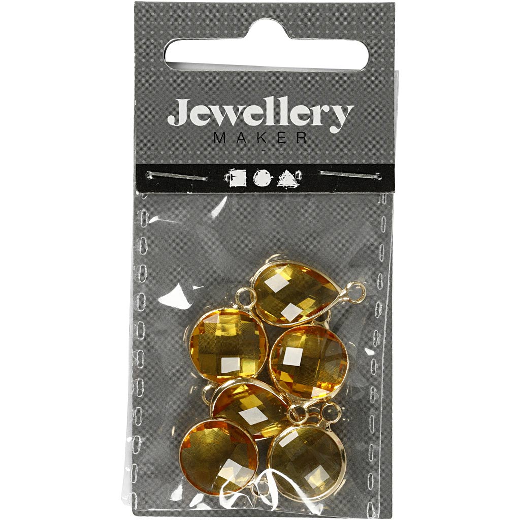 Ciondolo da gioielleria, H: 15-20 mm, misura buco 2 mm, giallo, 1 conf. [HOB-61029]