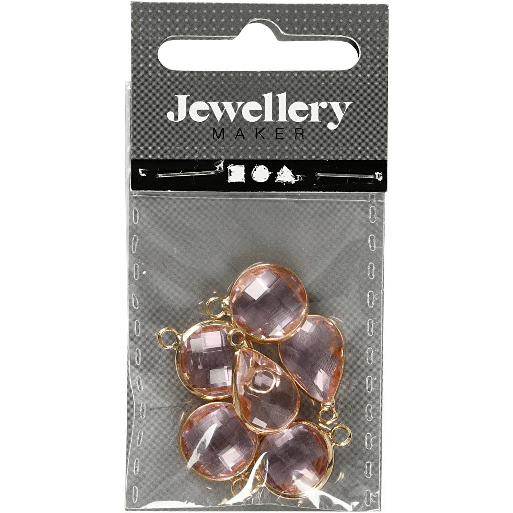 Ciondolo da gioielleria, H: 15-20 mm, misura buco 2 mm, rosato chiaro, 1 conf. [HOB-61031]