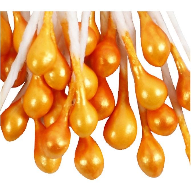 Stami di Fiori, L: 6,4 cm, diam 2 mm, arancio metallico, 100 pz/ 1 conf. [HOB-610353]