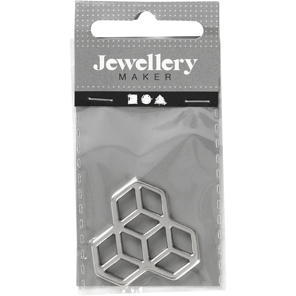 Ciondolo per gioielli, diam 30 mm, placcato argento, 1 pz [HOB-61165]