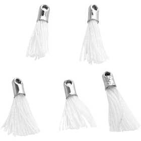 Nappina in cotone, L: 10 mm, misura buco 1 mm, bianco, 5 pz/ 1 conf. [HOB-61184]