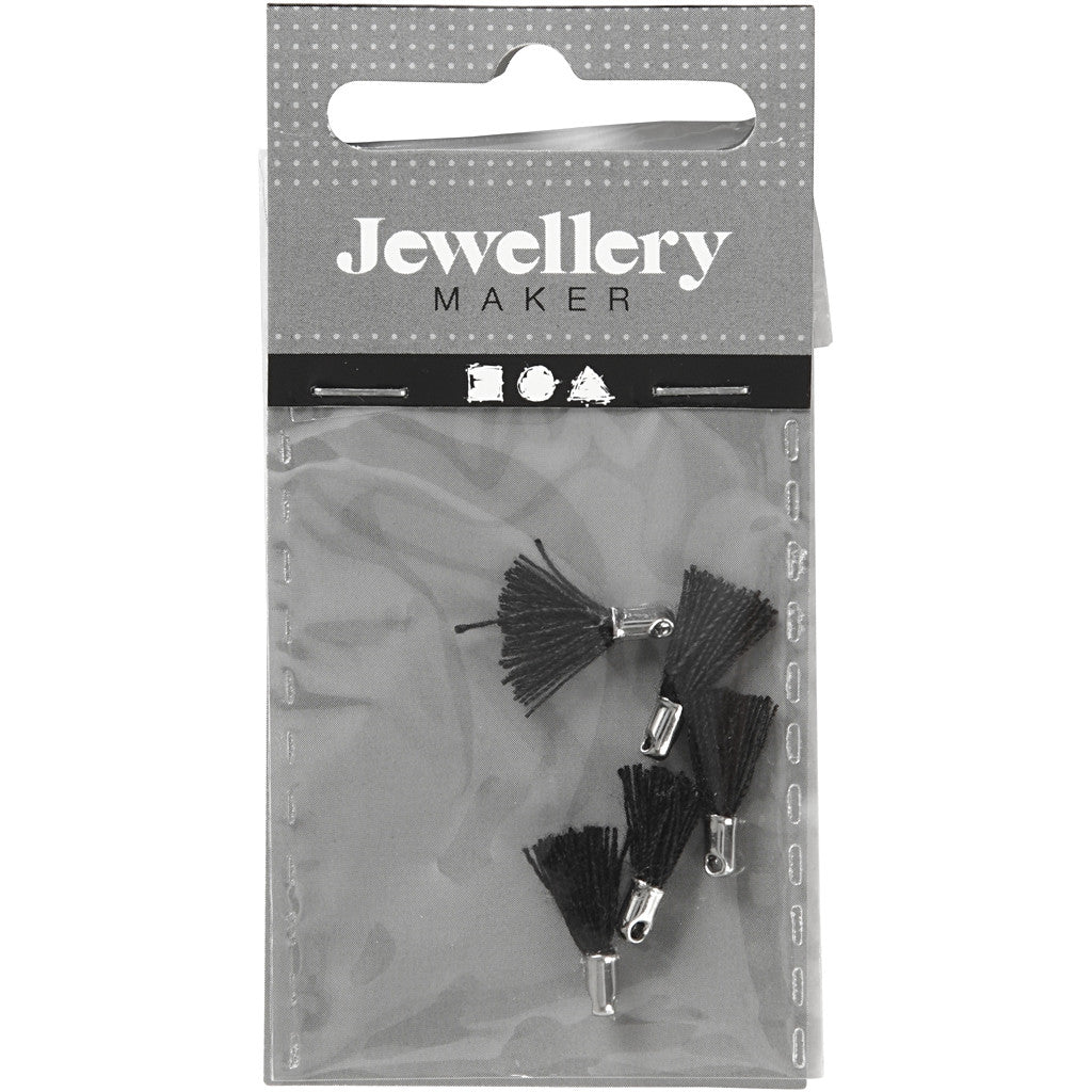 Nappina in cotone, L: 10 mm, misura buco 1 mm, nero, 5 pz/ 1 conf. [HOB-61185]