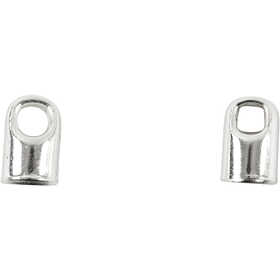 Chiusure bracciale, L: 7 mm, diam 4,5 mm, placcato argento, 8 pz/ 1 conf. [HOB-613040]