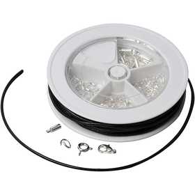 Kit iniziale per gioielli, Cordoncino di cuoio, nero, placcato argento, 1 set [HOB-61367]