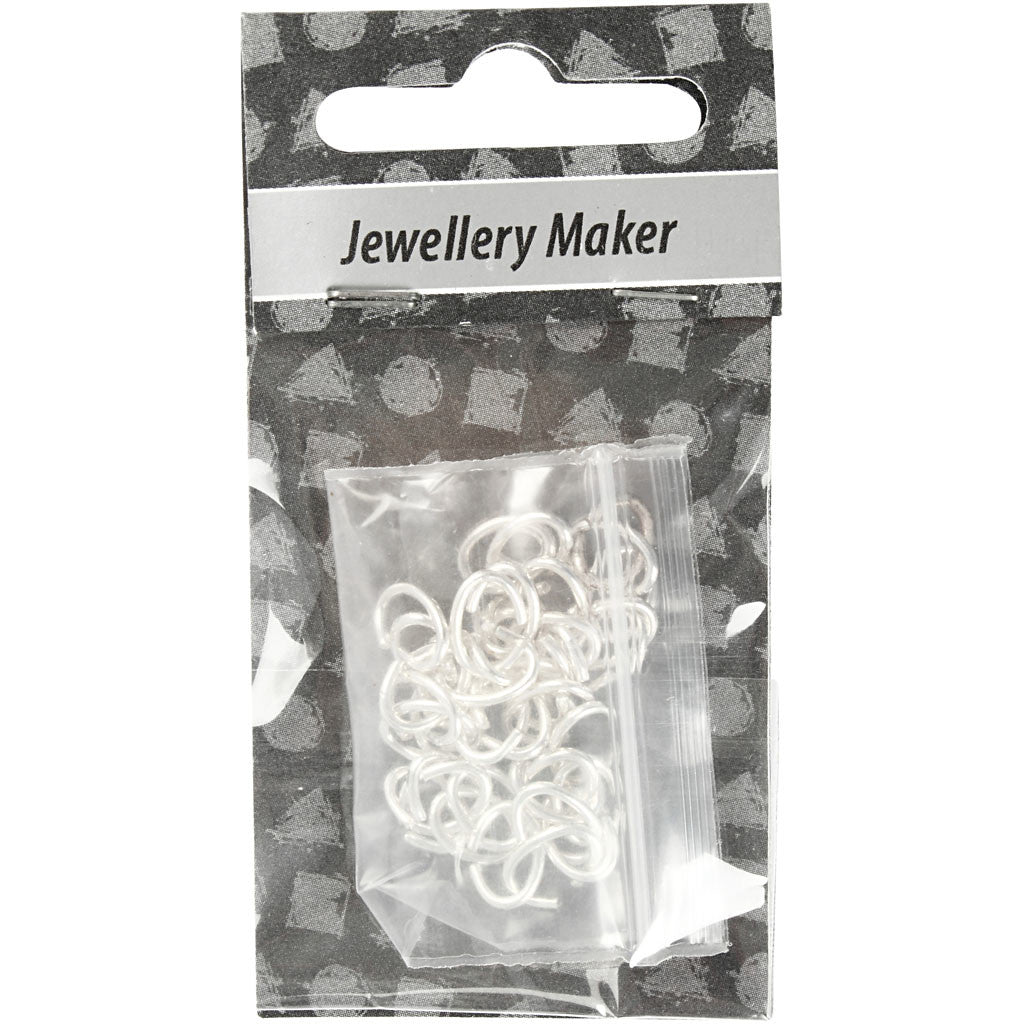 Anelli apribili ovali, spess. 1 mm, placcato argento, 40pz/ 1 conf. [HOB-613740]