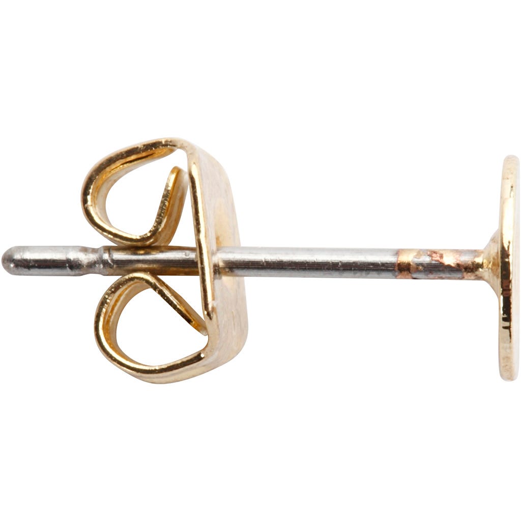 Orecchini a bottone, L: 13 mm, placcato oro, 10 pz/ 1 conf. [HOB-613990]