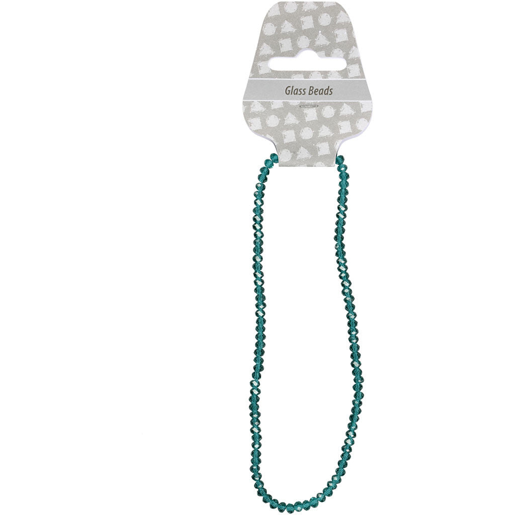 Perline Sfaccettate, misura 3x4 mm, misura buco 0,8 mm, verde smeraldo, 100 pz/ 1 conf. [HOB-61664]